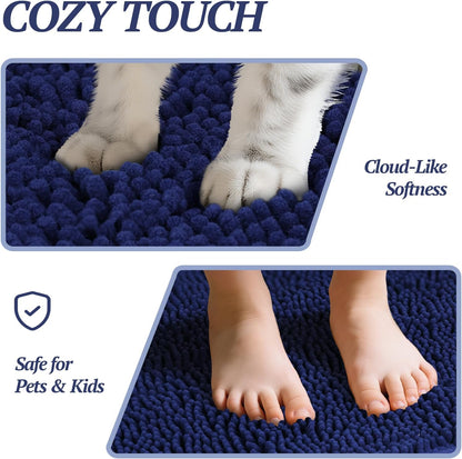 Cat Litter Mat, Litter Trapping Mat, 31"× 20" Cat Kitty Litter Rug with Waterproof Back, Super Soft for Cat'S Paws, Machine Washable, Navy Blue