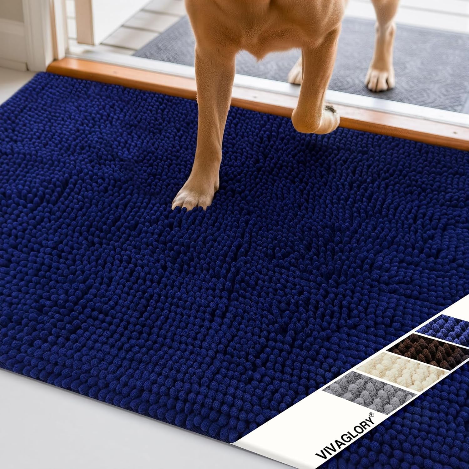 Cat Litter Mat, Litter Trapping Mat, 31"× 20" Cat Kitty Litter Rug with Waterproof Back, Super Soft for Cat'S Paws, Machine Washable, Navy Blue